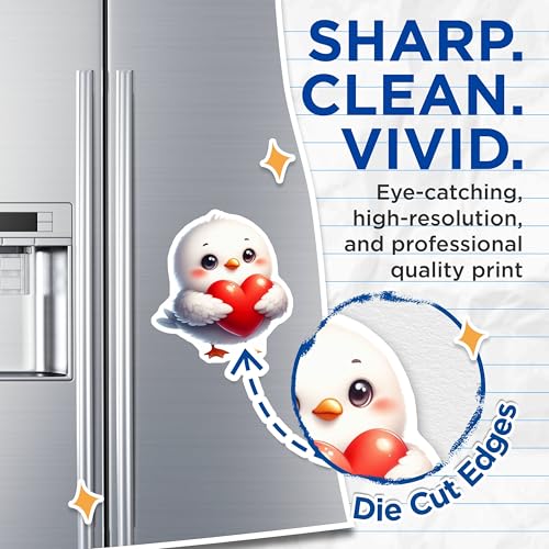 (2 Pack) Cute Bird Magnets - Heart Holding Love Bird - White Bird ation - Sweet Bird Fridge Magnets - Adorable Bird Magnets - 5" On Longest Side - for Cars, Fridges, Toolboxes - Made in USA - MAG3667