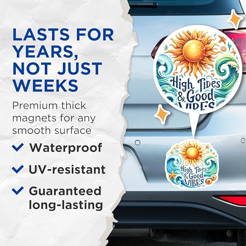 (2 Pack) High Tides Magnets Magnets - Good Vibes - Coastal Decor - 5" On Longest Side - Made in USA - Sticks to Refrigerators & Metal Surfaces - MAG9271