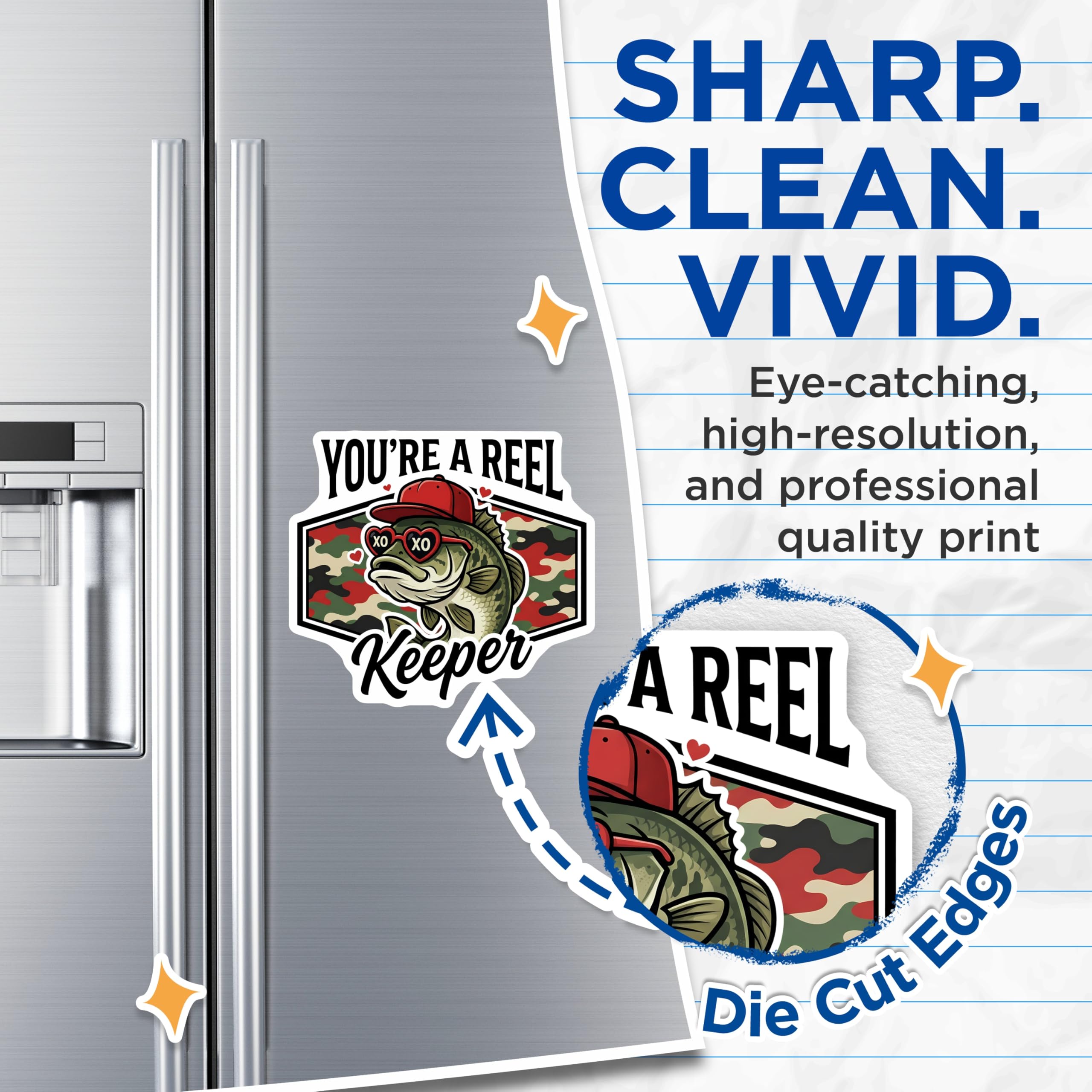 (2 Pack) Reel Keeper Magnets - Bass Fish Decor - Funny Fishing Lover Fridge Magnets - 5" On Longest Side - Premium Magnet - for Cars, Refrigerators, Toolboxes, Lockers - Made in USA - MAG14169