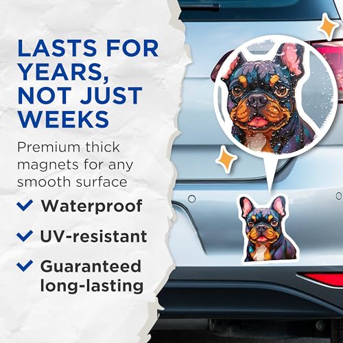 (2 Pack) French Bulldog Magnets - Dog Lover Gifts - Cute Frenchie - Animal Lover Magnet - 5" On Longest Side - for Cars, Fridges, Toolboxes - Made in USA - MAG3930