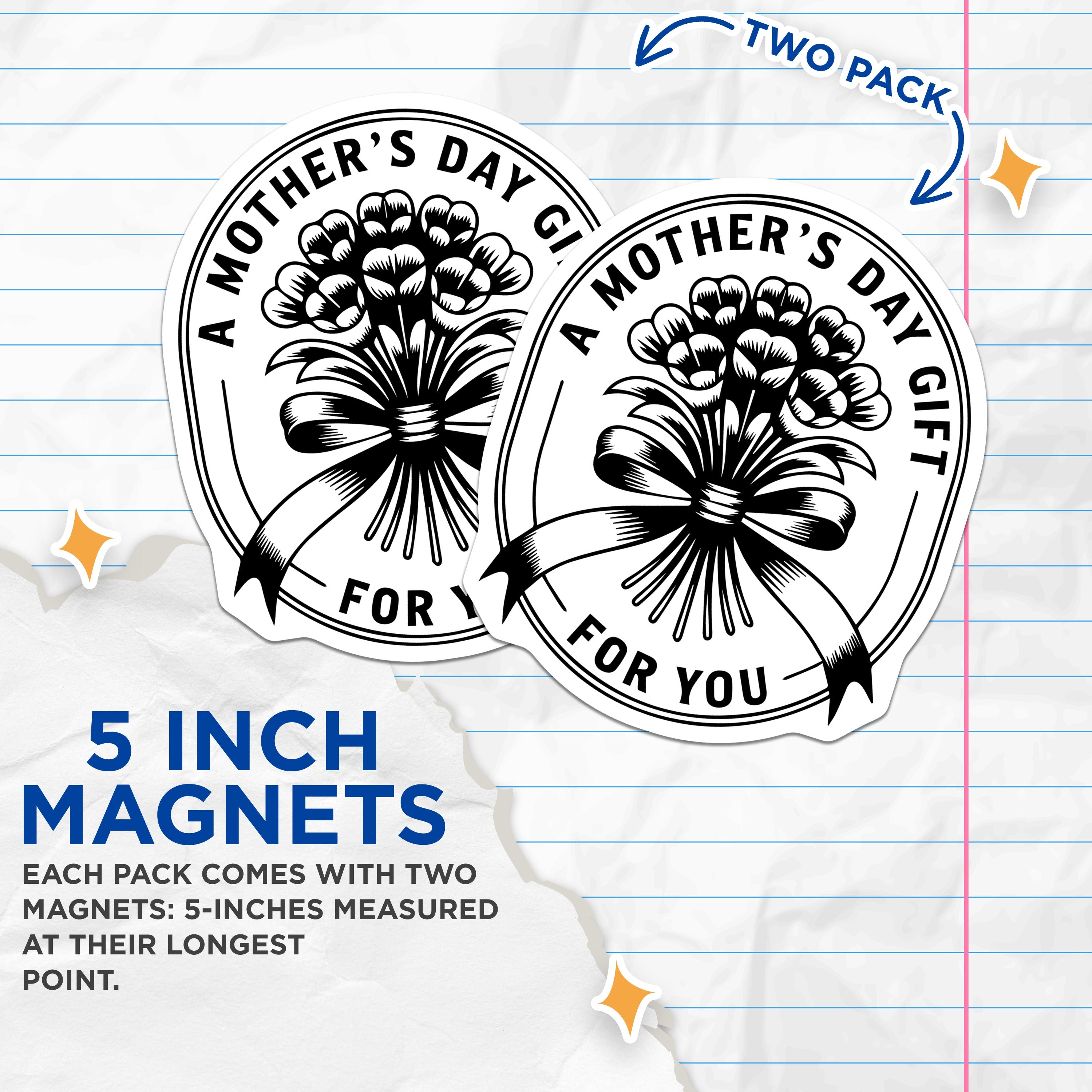 (2 Pack) Mother's Day Bouquet Magnets - Sentimental Mom Fridge Decor - Special Appreciation Present - 5 Inches On Longest Side - Thick Durable Magnet - Made in USA - MAG37992