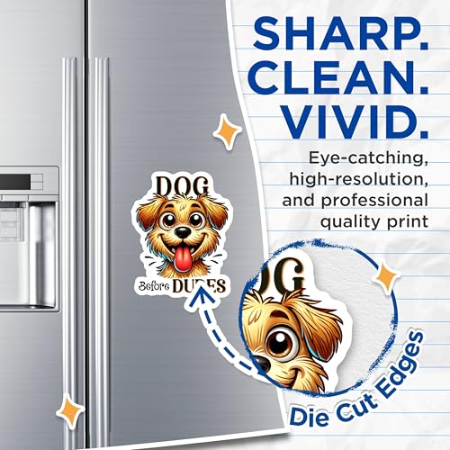 (2 Packs) Dog Before Dudes Magnets - Funny Dog Lover Magnets - 5 Inches On Longest Side - Premium Magnet - for Fridges, Toolboxes, Cars - Made in USA - MAG2405