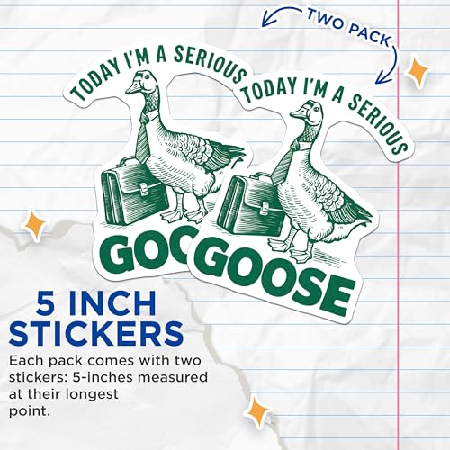 (2 Pack) Funny Goose Stickers - Animal Humor - Office Desk Decor - 5" On Longest Side - Sticks to Smooth Flat Surfaces - Made in USA - BMCS5935