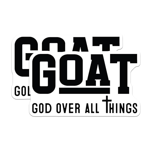 (2 Pack) Goat Stickers - God Over All Things - Inspirational Vinyl Decals - 5" On Longest Side - Sticks to Smooth Flat Surfaces - Made in USA - BMCS7133