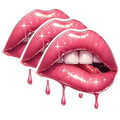 (3 Pack) Sexy Lips Decals - Pink Glossy Lips - Erotic Lip Art - 3 Inches On Longest Side - Easy Peel & Apply - Made in USA - 3MCS0589
