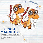 (2 Pack) Dinosaur Magnets - Cartoon Magnets - Fun Magnets for Fridge - Kids Room - Refrigerator Magnets for Children - 5" On Longest Side - for Cars, Fridges, Toolboxes - Made in USA - MAG4372