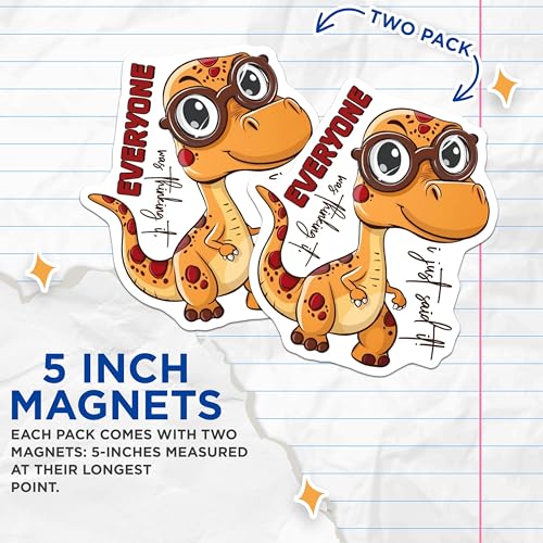 (2 Pack) Dinosaur Magnets - Cartoon Magnets - Fun Magnets for Fridge - Kids Room - Refrigerator Magnets for Children - 5" On Longest Side - for Cars, Fridges, Toolboxes - Made in USA - MAG4372