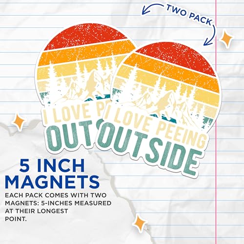 (2 Packs) I Love Peeing Outside Magnets - Nature Outdoorsman Hiking Hiker Magnets - 5 Inches On Longest Side - Premium Magnet - for Fridges, Toolboxes, Cars - Made in USA - MAG2381