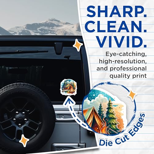 (2 Pack) I'd Rather Be Camping Stickers - Camping Adventure - Outdoor Camping Tent - 5" On Longest Side - Sticks to Smooth Flat Surfaces - Made in USA - BMCS6733