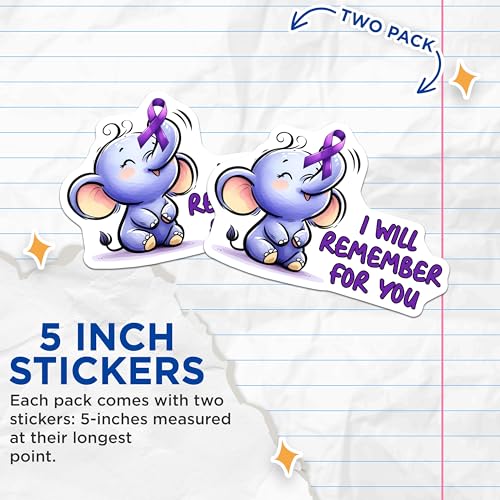 (2 Pack) Inspirational Elephant Stickers - Motivational Animal Decal - Remember for You Decal - 5" On Longest Side - Sticks to Smooth Flat Surfaces - Made in USA - BMCS9783