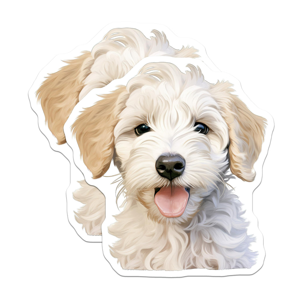 (2 Pack) Goldendoodle Puppy Magnets - Cute Dog Lover - Pet Owner Refrigerator Decor - 5 Inches On Longest Side - Thick Durable Magnet - Made in USA - MAG26225