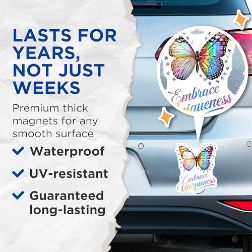 (2 Pack) Rainbow Butterfly Decor Magnet - 5" On Longest Side - Sticks to Smooth Flat Surfaces - Made in USA - MAG10061