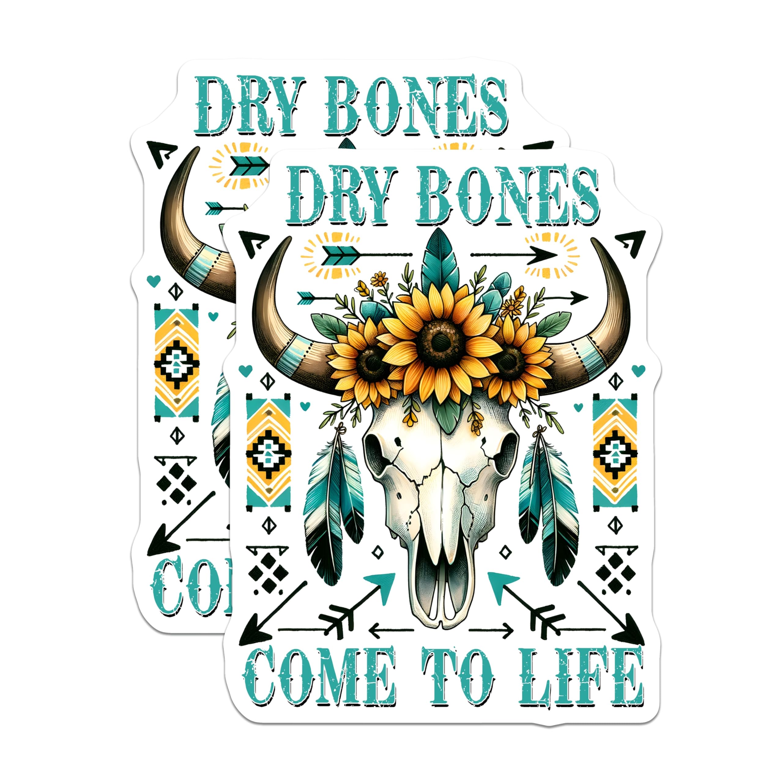 (2 Pack) Cow Skull Magnets - Sunflower Decor - Boho Home Decoration - 5" On Longest Side - Premium Magnet - for Cars, Refrigerators, Toolboxes, Lockers - Made in USA - MAG14575