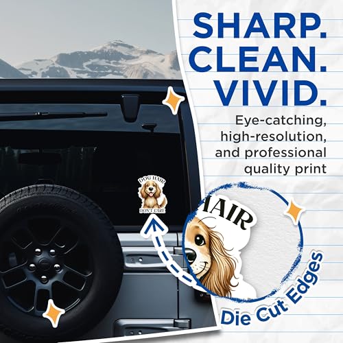 (2 Packs) Dog Hair Don't Care Stickers - Dog Mom Dog Dad Decals - 5 Inches On Longest Side - Premium Vinyl Decal - Sticks to Any Smooth Flat Surface - Made in USA - BMCS2394