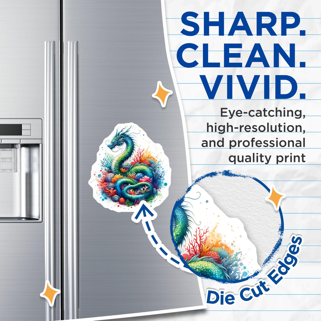 (2 Pack) Dragon Magnets - Sea Dragon Art - Fantasy Fridge Magnets - 5" On Longest Side - Premium Magnet - for Cars, Refrigerators, Toolboxes, Lockers - Made in USA - MAG15616