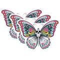 (3 Pack) Sugar Skull Butterfly Decals - Calavera Art - Floral Skull Laptop Stickers - 3 Inches On Longest Side - Easy Peel & Apply - Made in USA - 3MCS8223