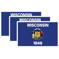 (3 Pack) Wisconsin State Flag Decals - Wisconsin Pride - Laptop Decals - 3 Inches On Longest Side - Easy Peel & Apply - Made in USA - 3MCS0222