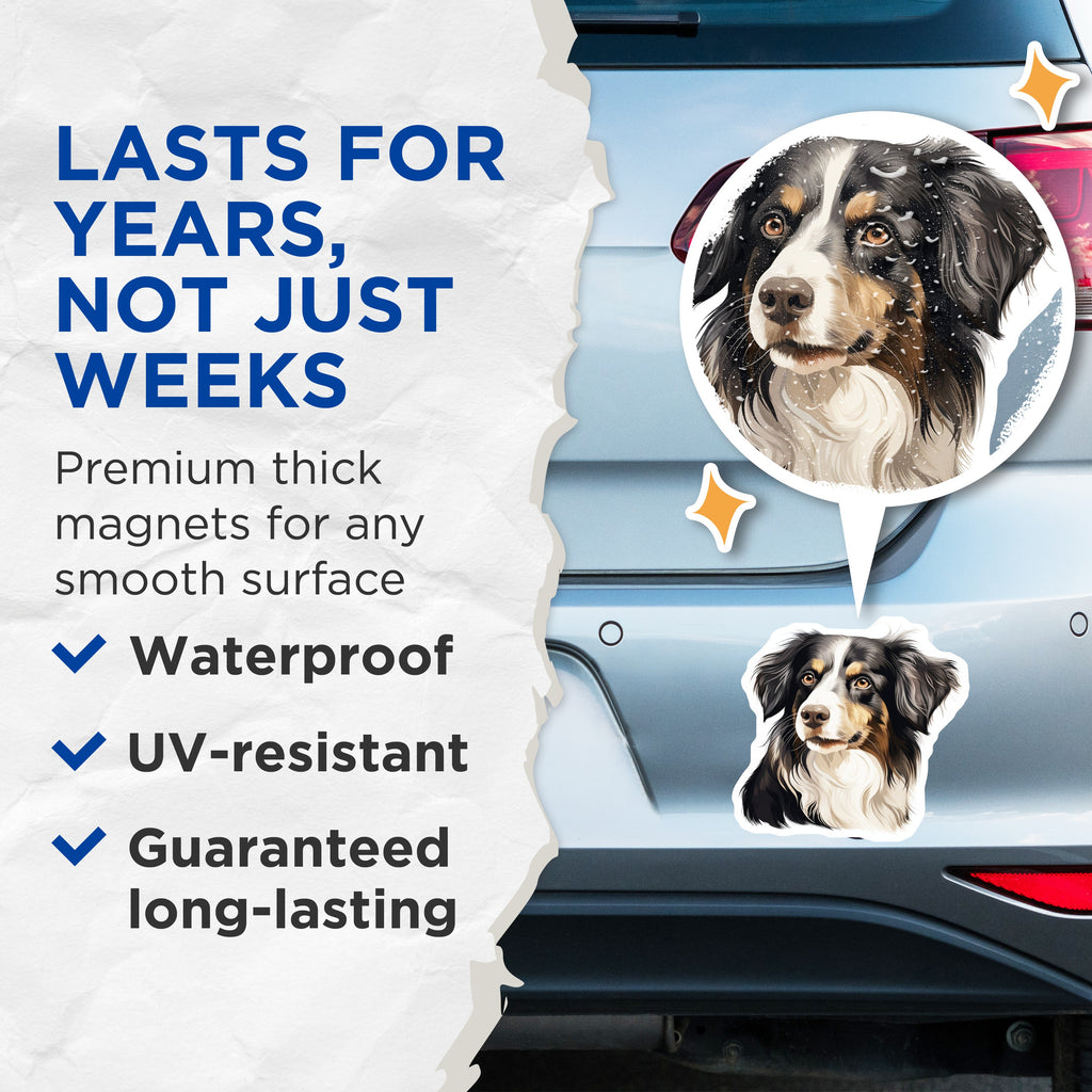 (2 Pack) Australian Shepherd Magnets - Aussie Dog Lover Decor - Pet Owner Home Fridge Magnet - Dog Mom Dad Present - 5 Inches On Longest Side - Thick Durable Magnet - Made in USA - MAG36157