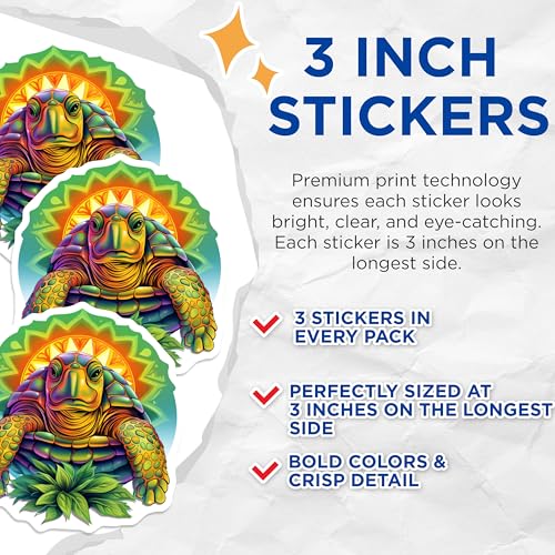(3 Pack) Turtle Decals - Laptop Decals - Sea Turtle Stickers - 3 Inches On Longest Side - Easy Peel & Apply - Made in USA - 3MCS2842