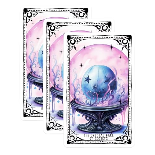 (3 Pack) Crystal Ball Decals - Fortune Teller Decor - Magic Stickers - 3 Inches On Longest Side - Easy Peel & Apply - Made in USA - 3MCS2366