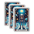 (3 Pack) Astronaut Skeleton Decals - Space Tarot Card - Laptop Decor - 3 Inches On Longest Side - Easy Peel & Apply - Made in USA - 3MCS4116