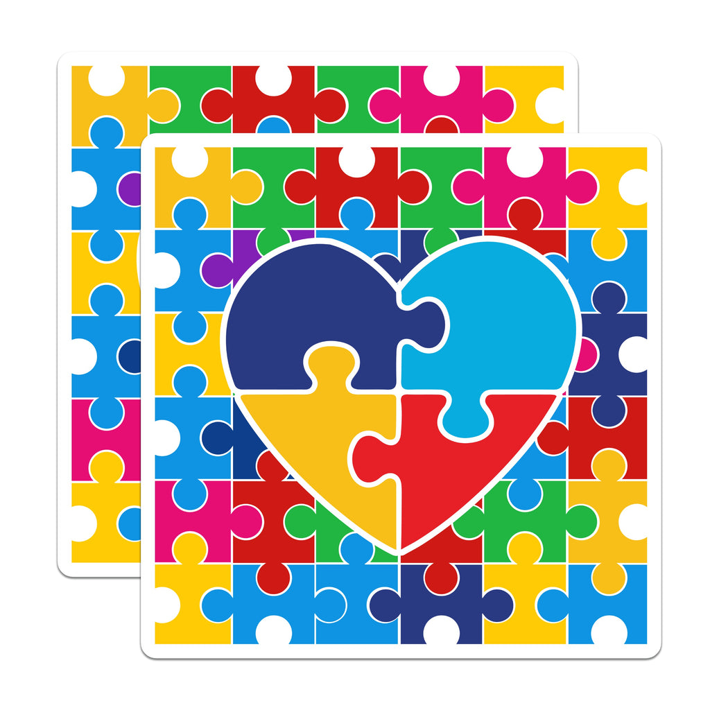 (2 Pack) Autism Awareness Puzzle Heart Magnets - Neurodiversity Acceptance Symbol - Inclusive Community Decor - 5 Inches On Longest Side - Thick Durable Magnet - Made in USA - MAG36280