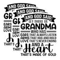 (3 Pack) Grandma Decals - Grandma Who Has Ears That Always Listen Decal - Grandma Heart Made of Gold Decals - 3 Inches On Longest Side - Easy Peel & Apply - Made in USA - 3MCS4446