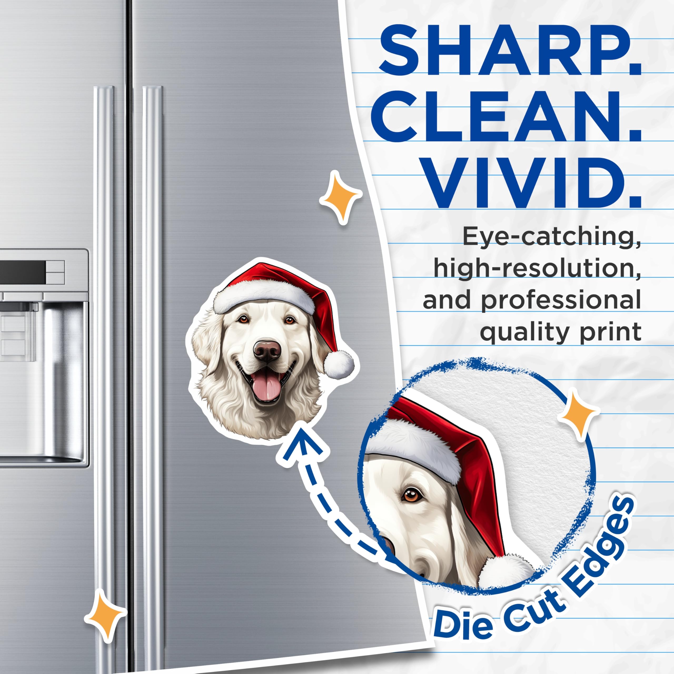 (2 Pack) Christmas Dog Magnets - Golden Retriever Magnet - Holiday Fridge Decor - Dog Mom Winter Decor - 5 Inches On Longest Side - Thick Durable Magnet - Made in USA - MAG25818