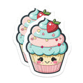 (2 Pack) Kawaii Cupcake Magnets - Cute Strawberry Dessert - Pastel Sweet Treat Decor for Kitchen Fridge - 5 Inches On Longest Side - Thick Durable Magnet - Made in USA - MAG38325