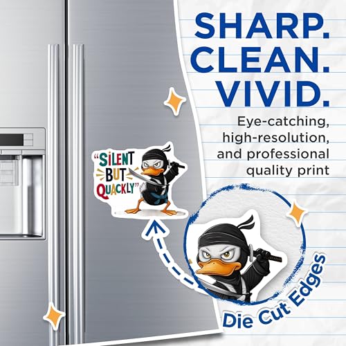 (2 Pack) Silent But Quackly Magnets Magnets - Ninja Duck - Funny Refrigerator Decor - 5" On Longest Side - Made in USA - Sticks to Refrigerators & Metal Surfaces - MAG8478