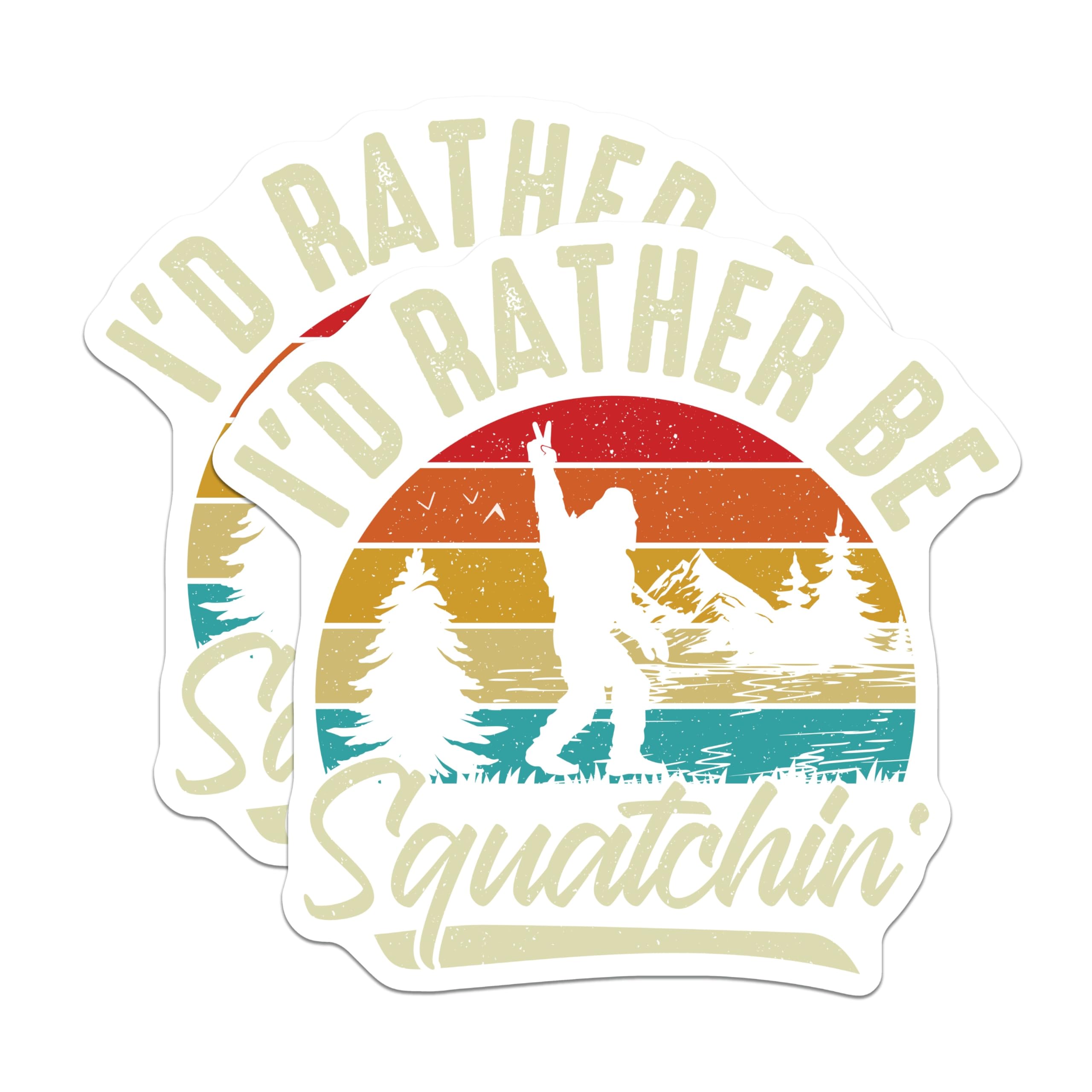 (2 Pack) Bigfoot Magnets - I'd Rather Be Squatchin' Sasquatch Retro Nature Adventure - Wilderness Explorer Refrigerator Decor - 5 Inches On Longest Side - Thick Durable Magnet - Made in USA - MAG21028