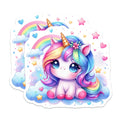 (2 Pack) Cute Unicorn Magnets - Rainbow Fantasy Animal - Kawaii Kids Room Decor - 5 Inches On Longest Side - Thick Durable Magnet - Made in USA - MAG36529