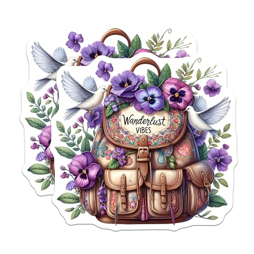 (2 Pack) Wanderlust Vibes Stickers - 5" On Longest Side - Sticks to Smooth Flat Surfaces - Made in USA - BMCS8836 - BMCS8836