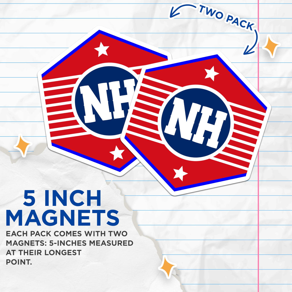 (2 Pack) New Hampshire Magnets - NH State Pride - Refrigerator Magnets Souvenir - 5" On Longest Side - Premium Magnet - for Cars, Refrigerators, Toolboxes, Lockers - Made in USA - MAG18589