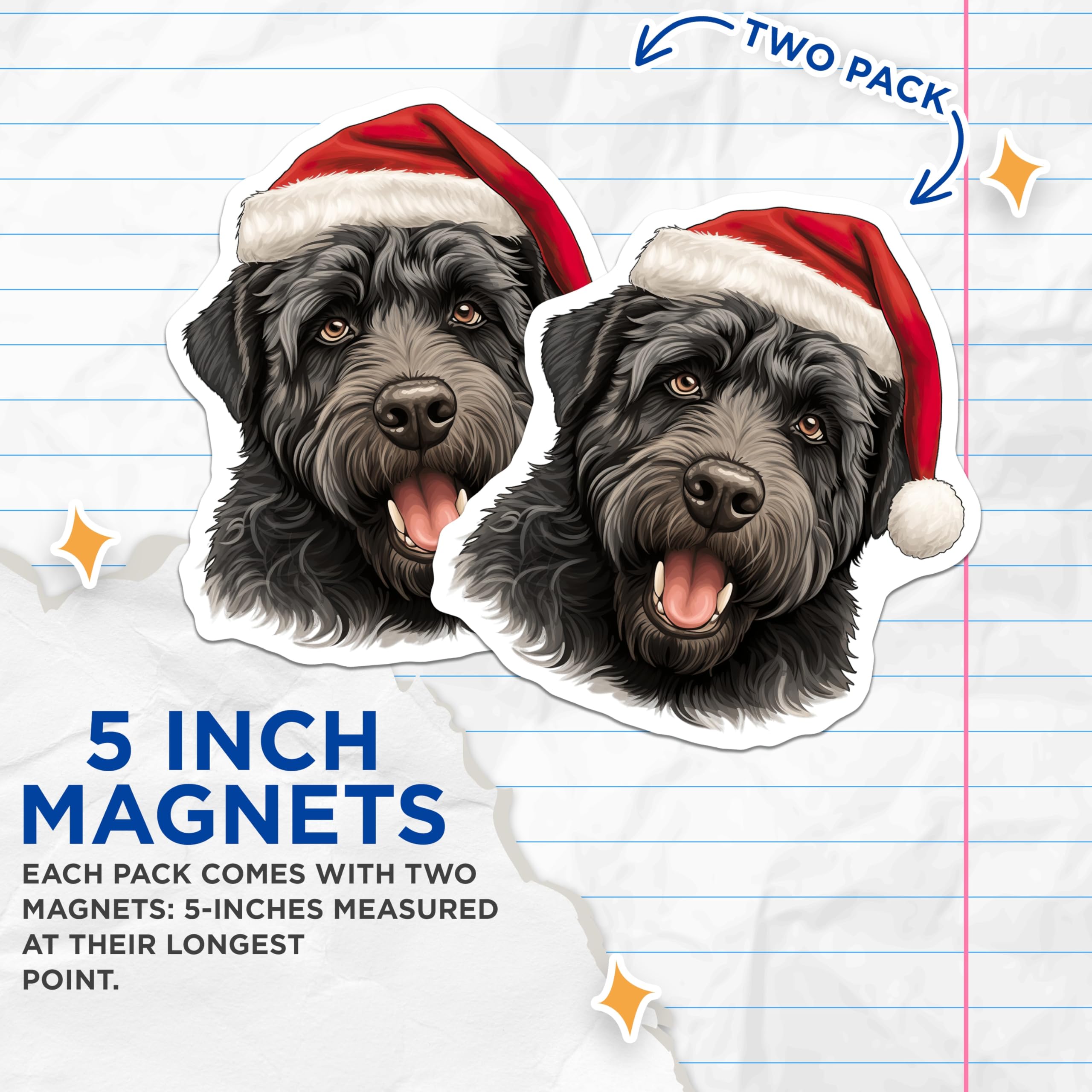(2 Pack) Black Dog Santa Hat Magnets - Christmas Pet Lover - Holiday Decor - Xmas Dog Lover Idea - 5 Inches On Longest Side - Thick Durable Magnet - Made in USA - MAG29979