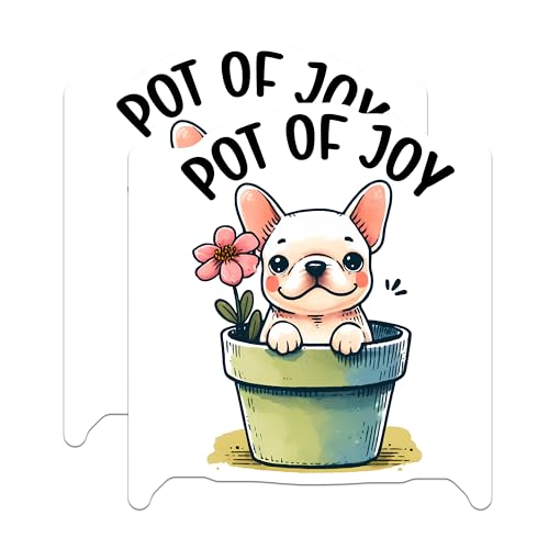 (2 Pack) Pot of Joy Magnets - Cute French Bulldog - Dog Lover's Funny Pot Magnets - 5" On Longest Side - for Cars, Fridges, Toolboxes - Made in USA - MAG3625
