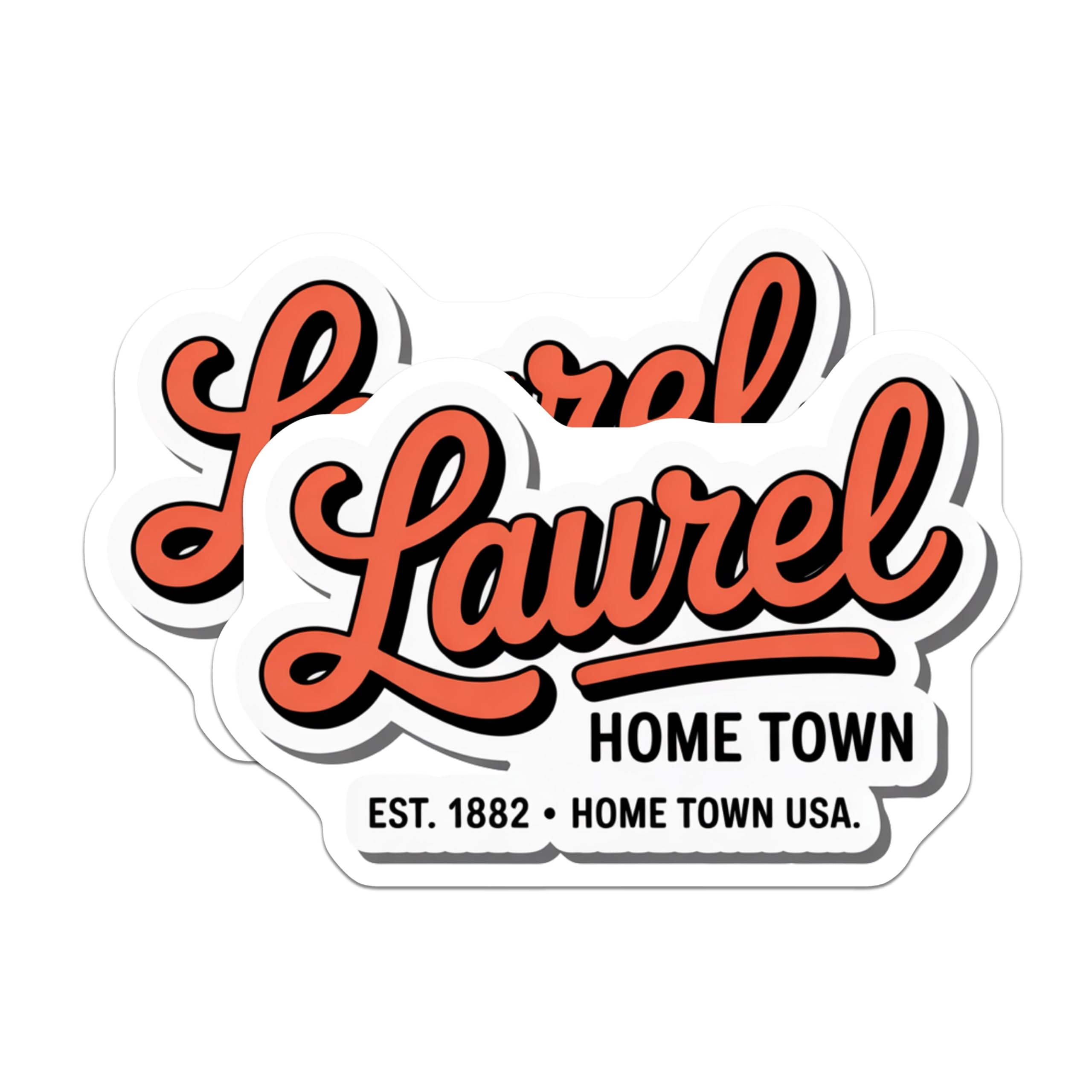 (2 Pack) Laurel Hometown Magnets - Est 1882 USA Souvenir - Vintage Community Pride - Retro Local Identity - 5 Inches On Longest Side - Thick Durable Magnet - Made in USA - MAG19140