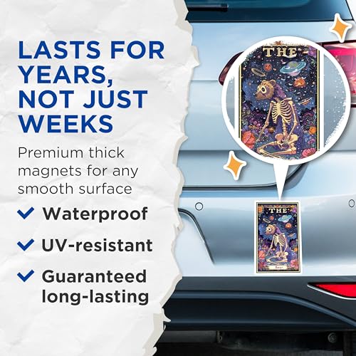 (2 Pack) The Bear Skeleton Magnets - Fantasy Animal - Tarot Inspired Art - 5" On Longest Side - for Cars, Fridges, Toolboxes - Made in USA - MAG3708