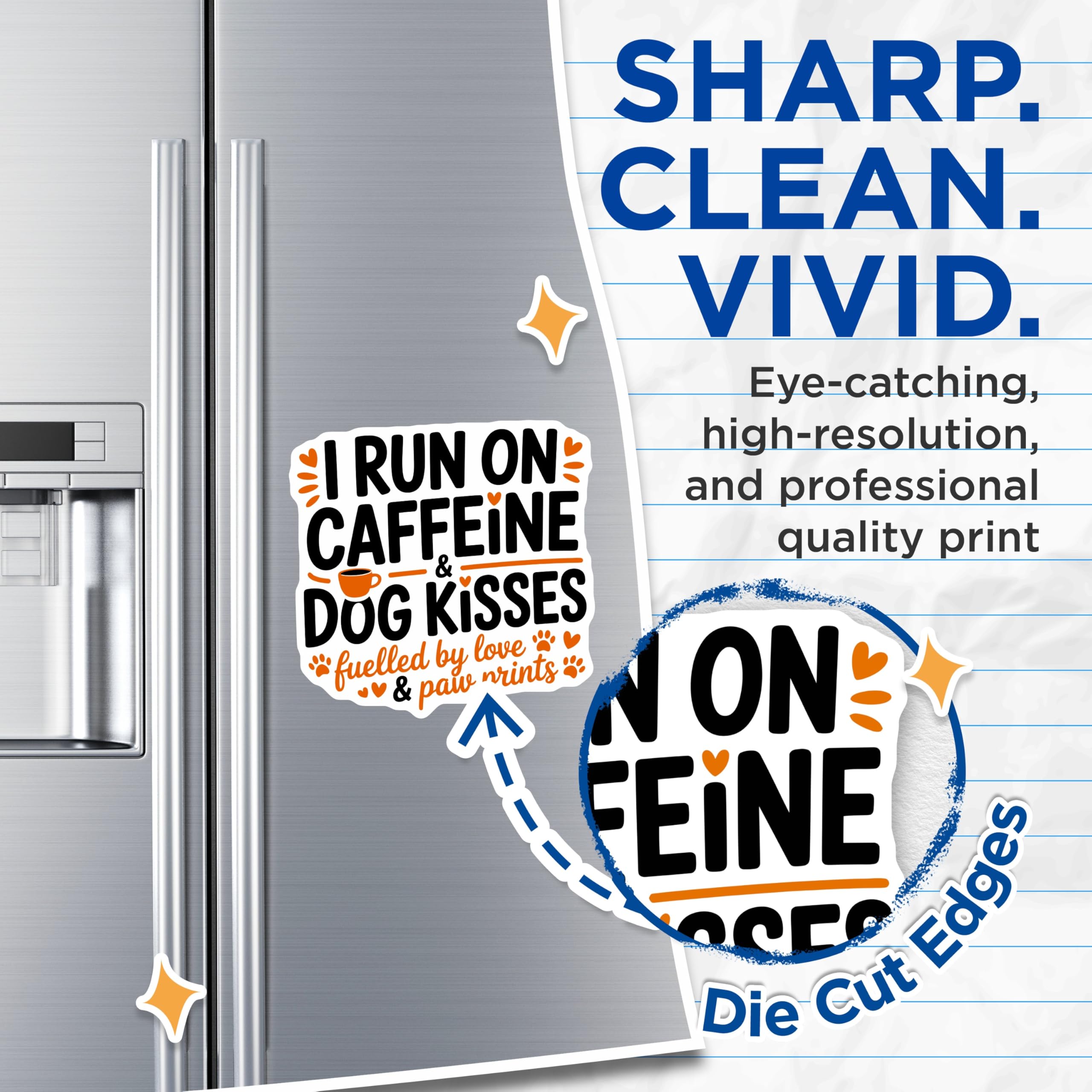 (2 Pack) Dog Mom Magnets - Caffeine Dog Kisses Fridge Decor - Pet Parent Kitchen Refrigerator Display - 5 Inches On Longest Side - Thick Durable Magnet - Made in USA - MAG25659