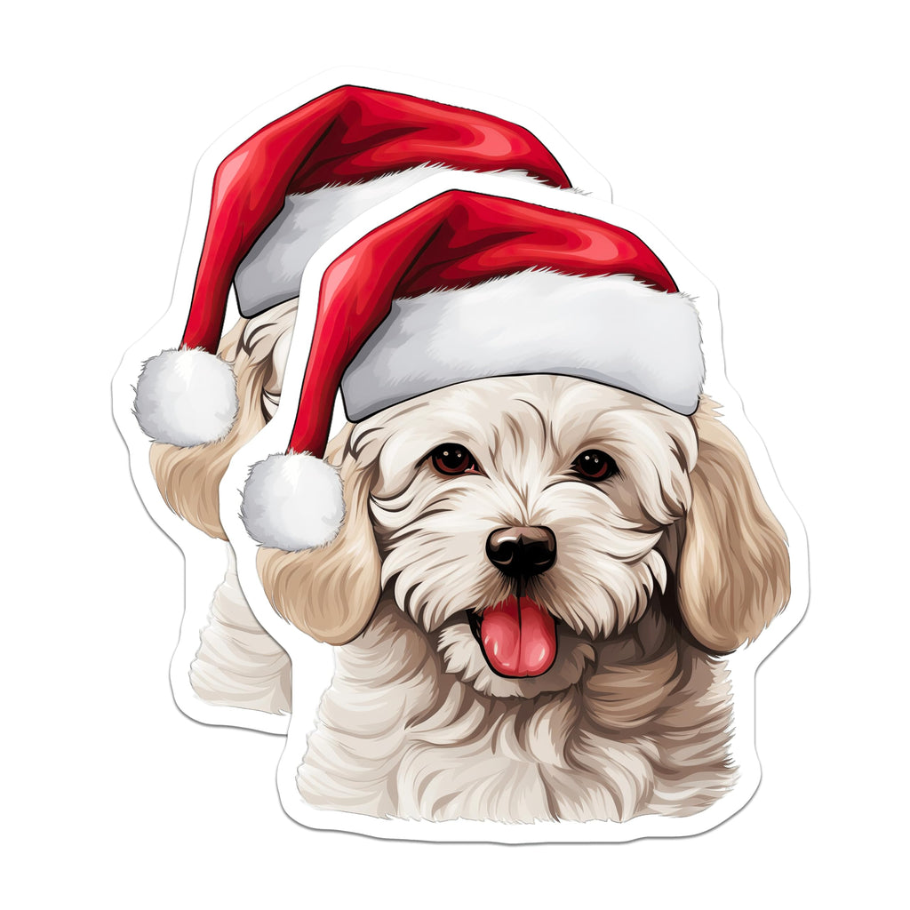 (2 Pack) Christmas Dog Magnets - Santa Puppy Decor - Holiday Refrigerator Accents - 5 Inches On Longest Side - Thick Durable Magnet - Made in USA - MAG27654