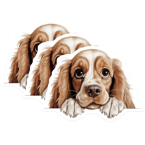 (3 Pack) Cocker Spaniel Decals - Dog Breed Stickers - Laptop Decal - Pet Lover Decals - 3 Inches On Longest Side - Easy Peel & Apply - Made in USA - 3MCS8583