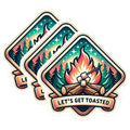 (3 Pack) Let's Get Toasted Decals - Camping Decal - Marshmallow Decal- 3 Inches On Longest Side - Easy Peel & Apply - Made in USA - 3MCS5790
