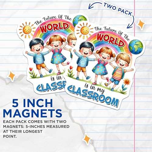 (2 Pack) Future of The World Magnets - Classroom Decor - School Teacher Inspiration - Educational Supplies - 5" On Longest Side - for Cars, Fridges, Toolboxes - Made in USA -