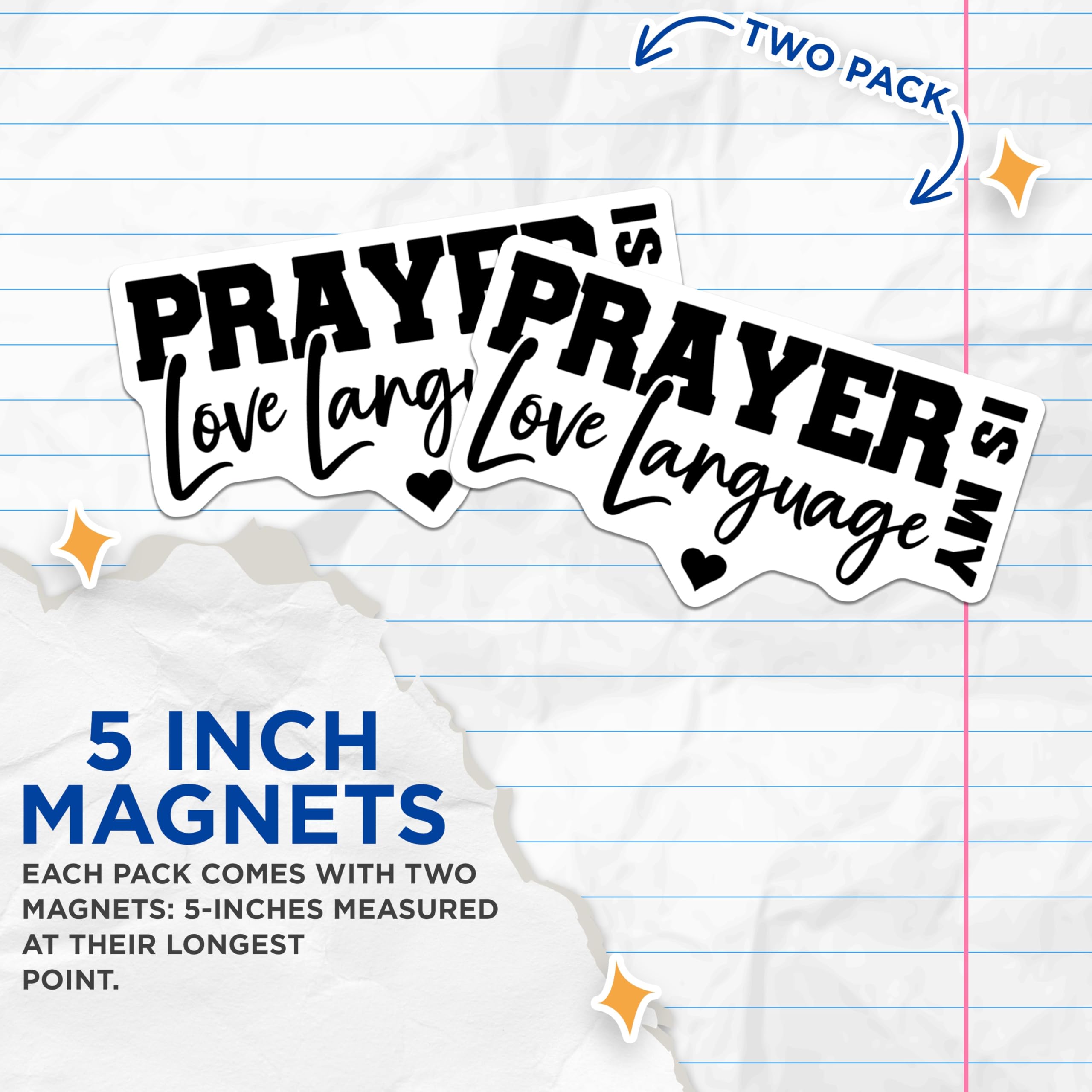 (2 Pack) Prayer is My Love Language Magnets - Inspirational Christian Faith Based Saying - Spiritual Devotion Fridge Magnets - 5 Inches On Longest Side - Thick Durable Magnet - Made in USA - MAG21611