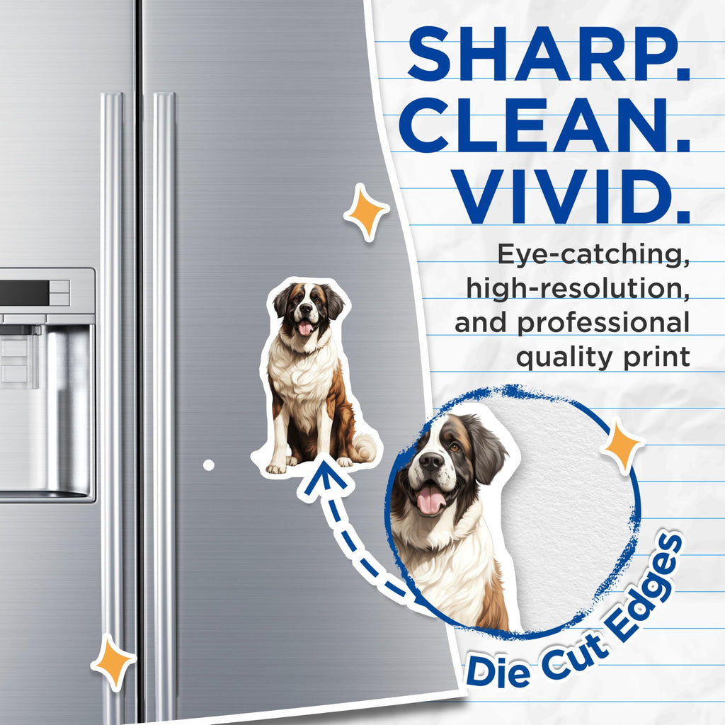 (2 Pack) Saint Bernard Magnets - Happy Dog Breed Decor - Pet Owner Item - 5 Inches On Longest Side - Thick Durable Magnet - Made in USA - MAG30658