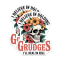 (2 Pack) Grudge Skull Magnets - Funny Sarcastic Kitchen Decor - Dark Humor Refrigerator Statement Accessories - 5 Inches On Longest Side - Thick Durable Magnet - Made in USA - MAG36396