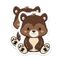 (2 Pack) Cute Bear Cub Magnets - Kawaii Woodland Animal - Kids Room Fridge Decor - 5 Inches On Longest Side - Thick Durable Magnet - Made in USA - MAG37779