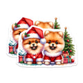(2 Pack) Cute Pomeranian Christmas Magnets - Holiday Puppy Decor - Festive Dog Lover Fridge Magnet - 5 Inches On Longest Side - Thick Durable Magnet - Made in USA - MAG29245