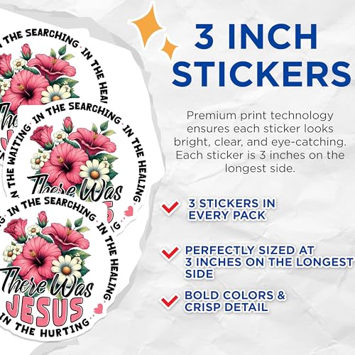 (3 Pack) Jesus Flower Decals - Religious Faith - Christian Laptop Decals - 3 Inches On Longest Side - Easy Peel & Apply - Made in USA - 3MCS2516