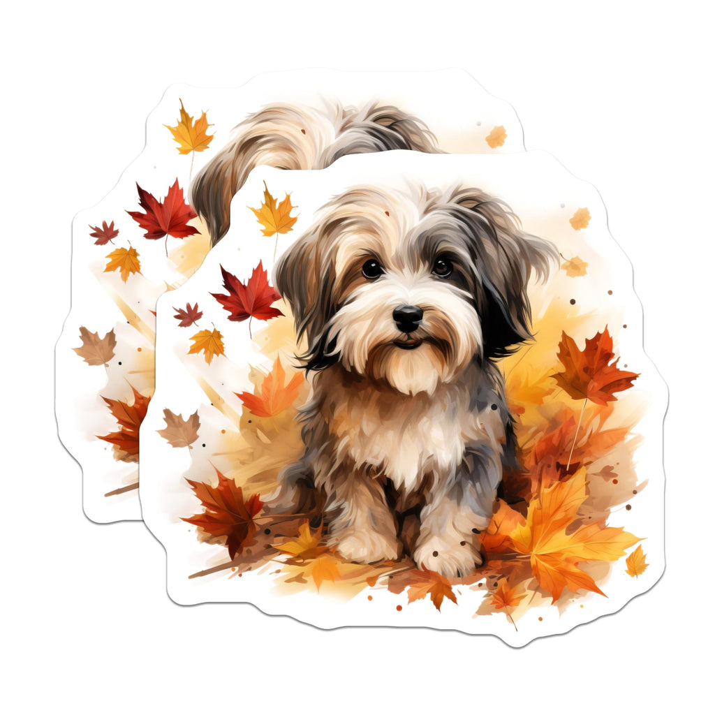 (2 Pack) Cute Autumn Dog Magnets - Fall Puppy Refrigerator Decor - Pet Owner Kitchen Accessory - 5 Inches On Longest Side - Thick Durable Magnet - Made in USA - MAG30002
